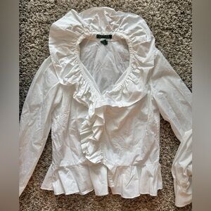 Ralph Lauren White Ruffled Women's Top